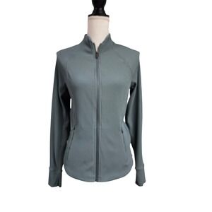 Athleta Salutation Ribbed Full Zip Jacket Sage Green Womens Size M